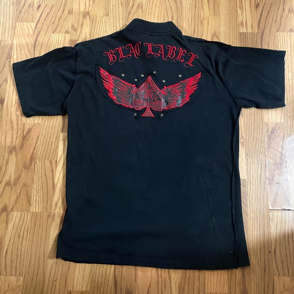 Y2K Polo Size XL Blac Label Brand Red and Black Polo Affliction True Religion - Picture 2 of 4